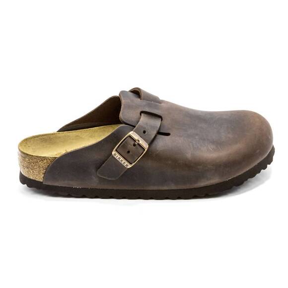 NEW BIRKENSTOCK men\'s boston soft footbed clogs in habana waxy leather